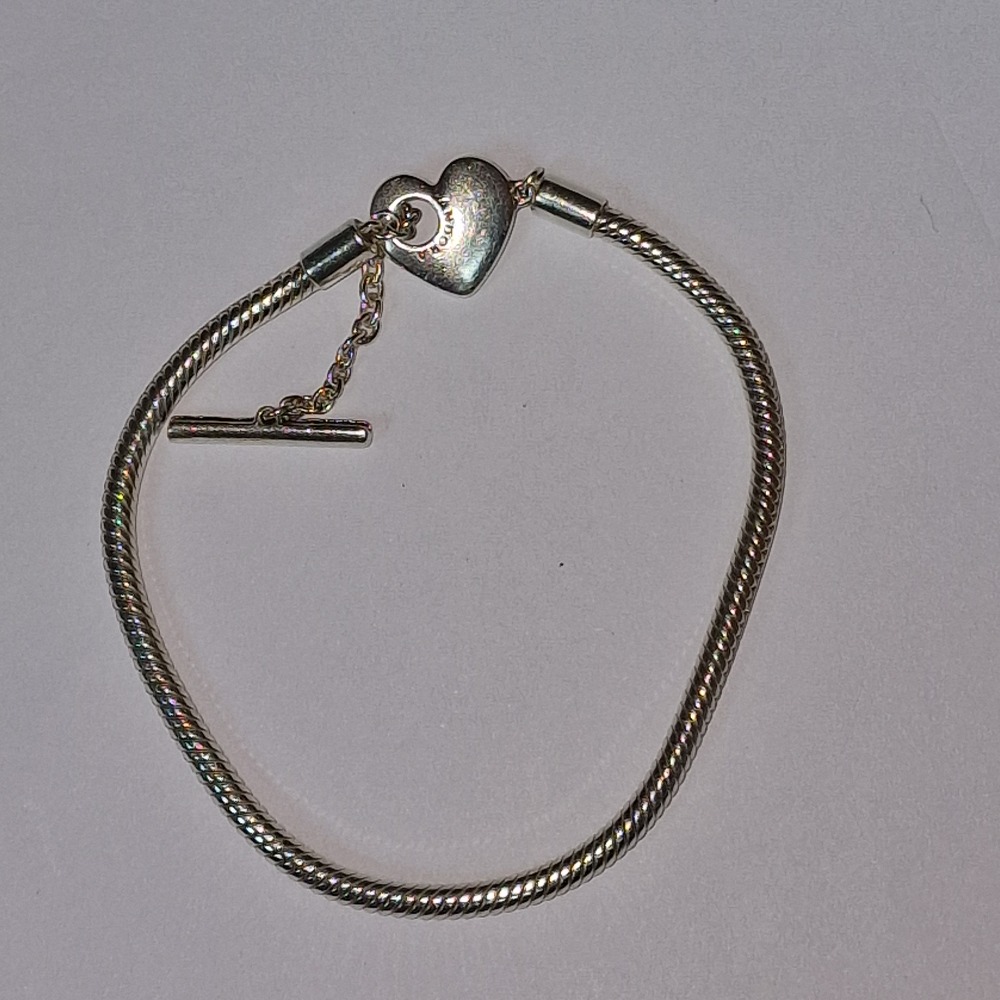 Pandora Moments Heart TBar Snake Chain Bracelet Own4Less